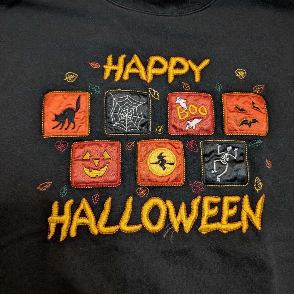 VTG 90s Basic Editions Black Halloween Crewneck S… - image 3